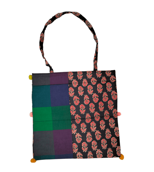 Stylish colorful traditional shantiniketan tote bag for women with zip - AP BAG BHANDAR