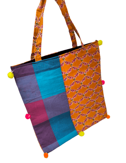 Stylish colorful traditional shantiniketan tote bag for women big size with zip - AP BAG BHANDAR