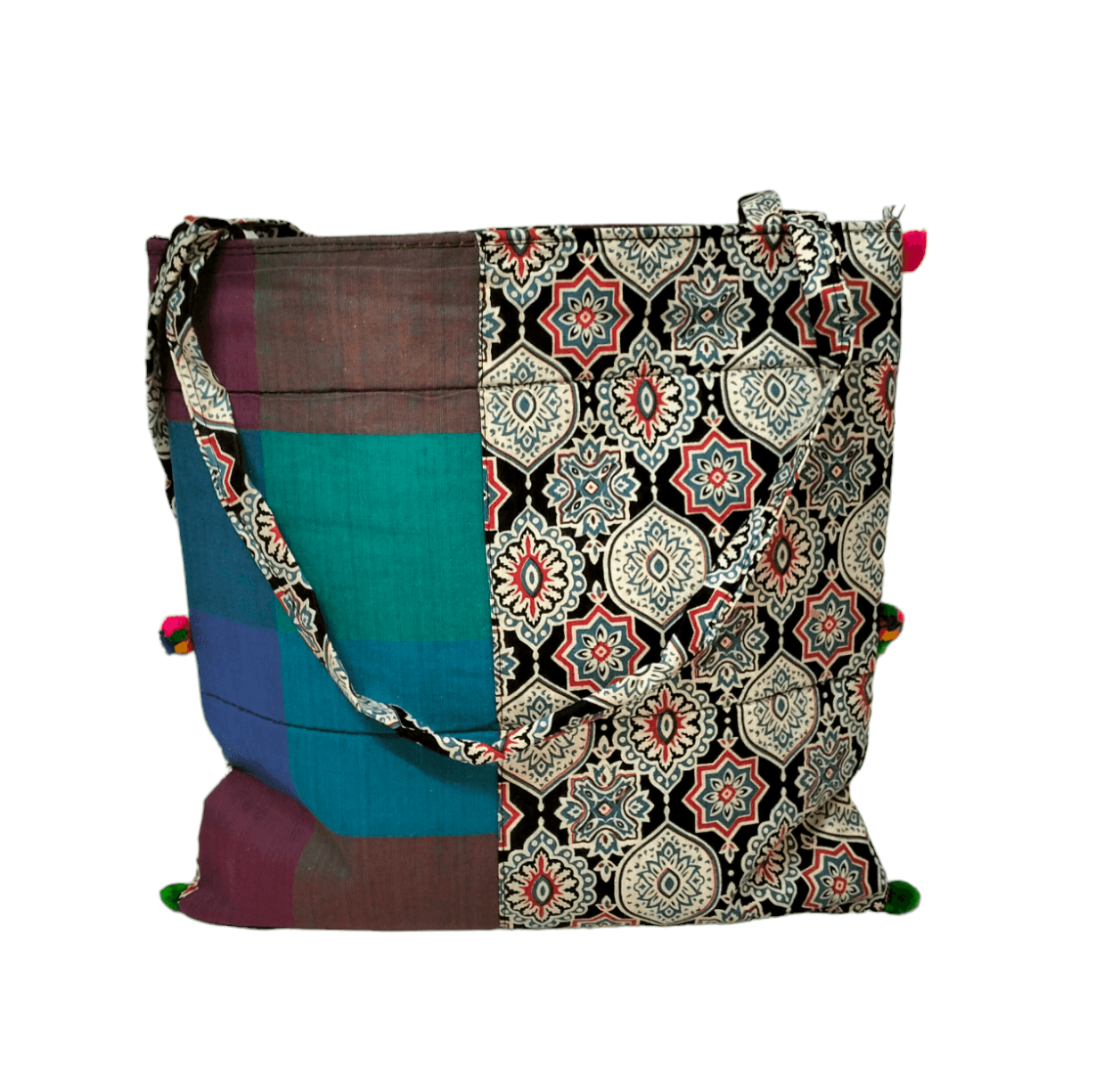 Stylish colorful traditional shantiniketan tote bag for women with zip - AP BAG BHANDAR