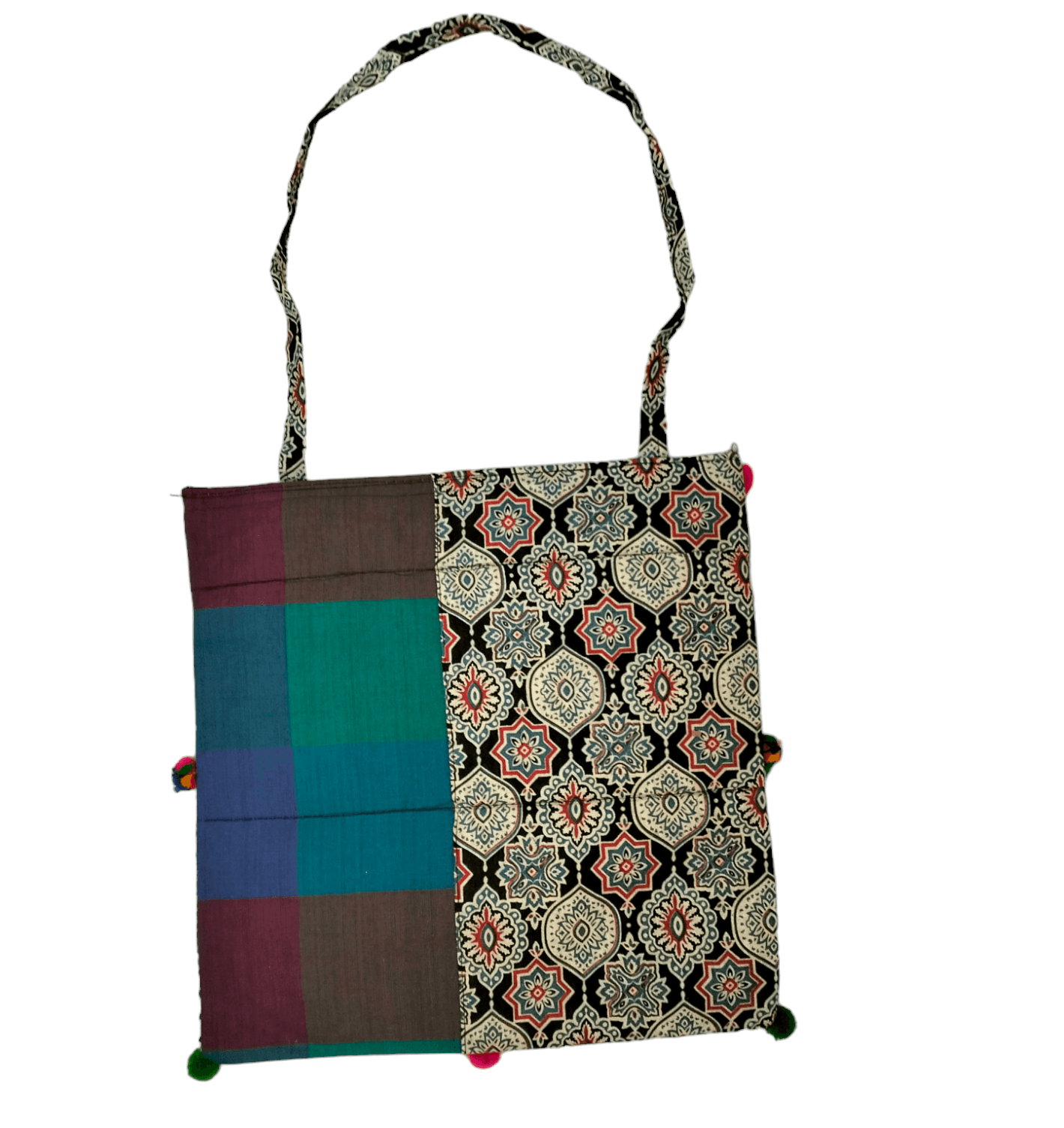 Stylish colorful traditional shantiniketan tote bag for women with zip - AP BAG BHANDAR