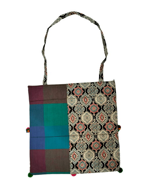 Stylish colorful traditional shantiniketan tote bag for women with zip - AP BAG BHANDAR