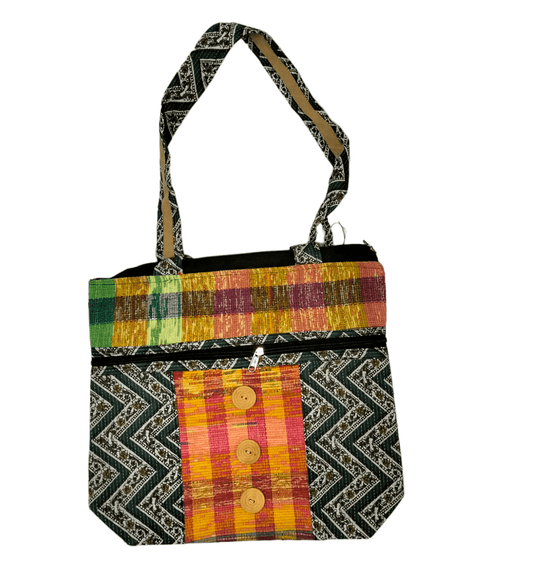 Stylish colorful traditional shantiniketan tote bag for women with zip - AP BAG BHANDAR