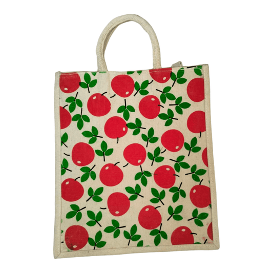 Stylish colorful jute tote bag for women with zip medium size for grocerry bag/shopping - AP BAG BHANDAR