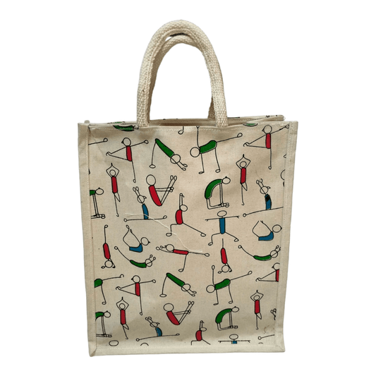 Stylish colorful jute tote bag for women with zip medium size for grocerry bag/shopping - AP BAG BHANDAR