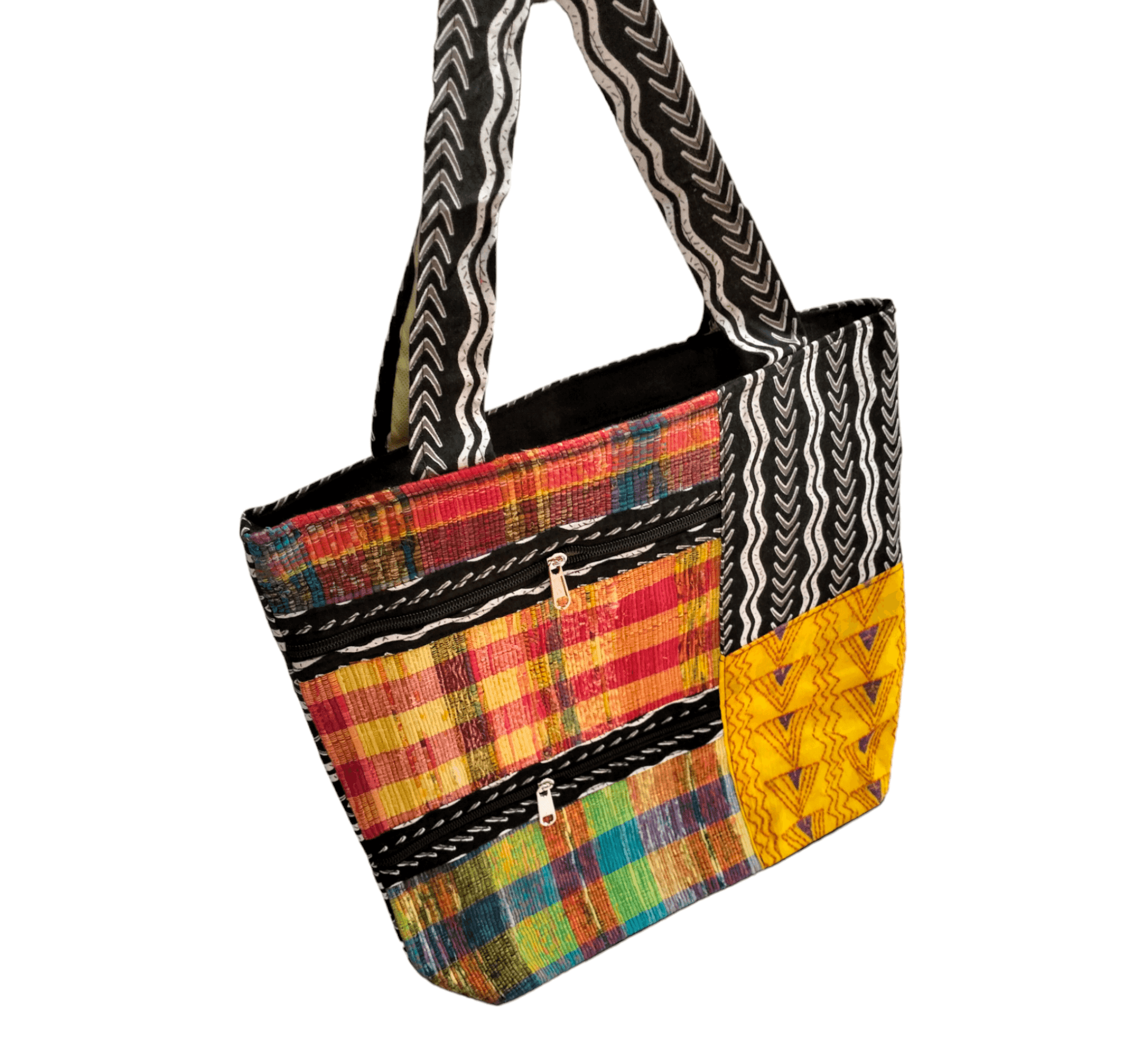 Stylish colorful cotton shantiniketan tote bag for women with zipper - AP BAG BHANDAR