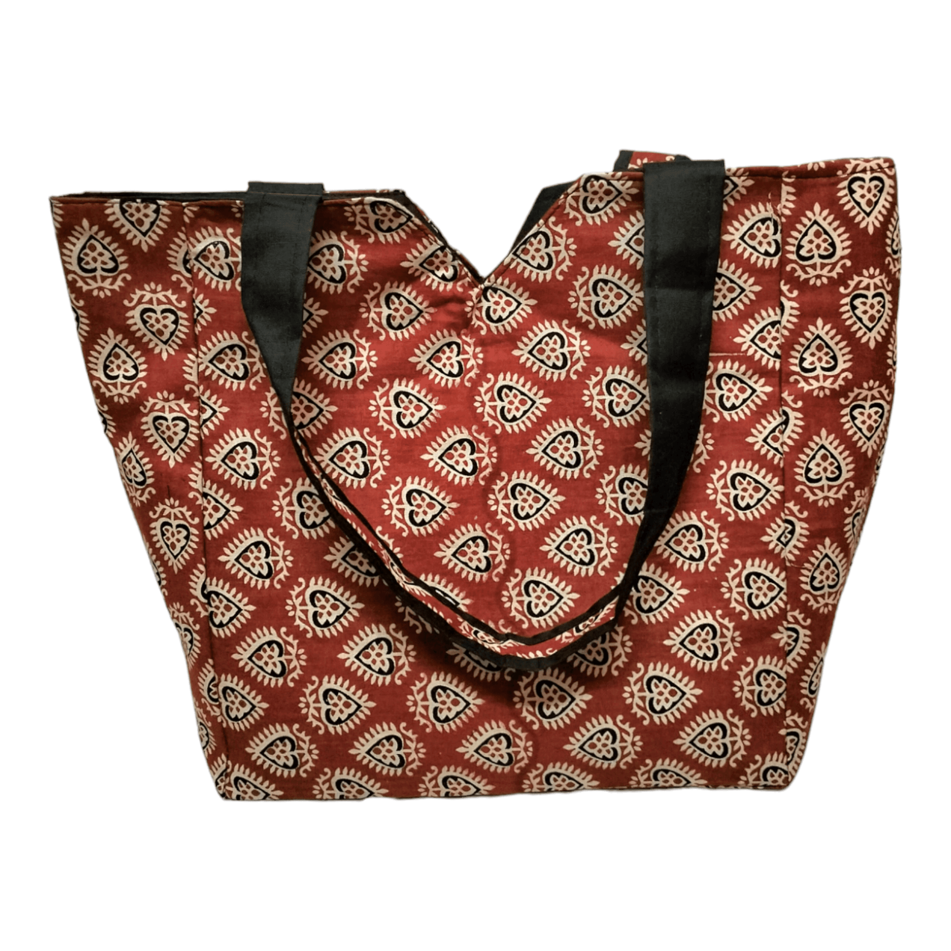 Large Spacious Stylish colorful cotton shantiniketan tote bag for women with zipper - AP BAG BHANDAR