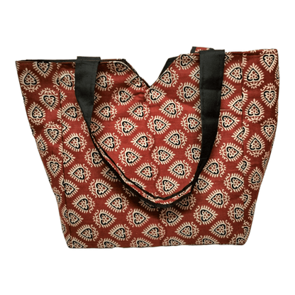 Large Spacious Stylish colorful cotton shantiniketan tote bag for women with zipper - AP BAG BHANDAR