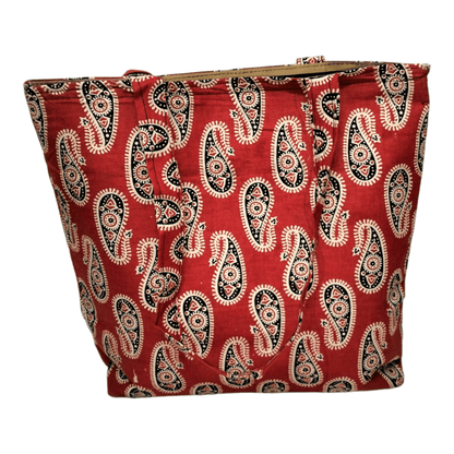 Stylish colorful cotton shantiniketan tote bag for women with zipper - AP BAG BHANDAR