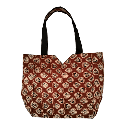 Large Spacious Stylish colorful cotton shantiniketan tote bag for women with zipper - AP BAG BHANDAR
