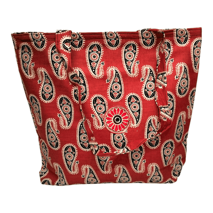 Stylish colorful cotton shantiniketan tote bag for women with zipper - AP BAG BHANDAR