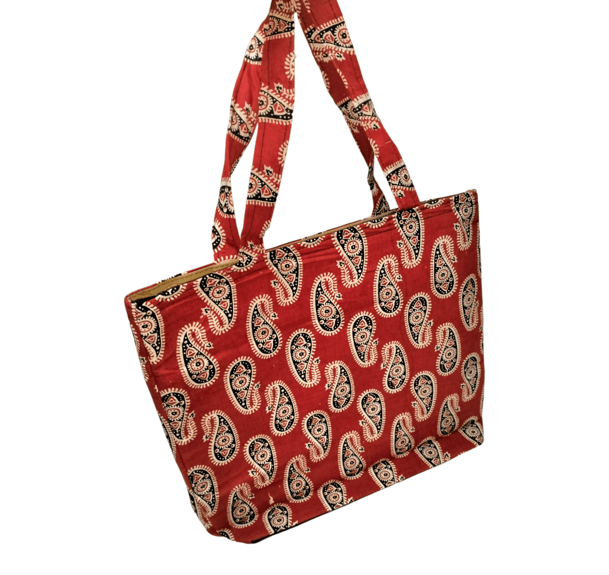 Stylish colorful cotton shantiniketan tote bag for women with zipper - AP BAG BHANDAR