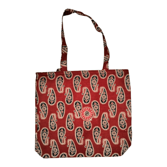 Stylish colorful cotton shantiniketan tote bag for women with zipper - AP BAG BHANDAR