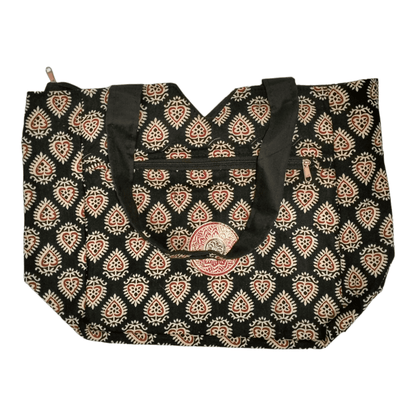 Large spacious Stylish colorful cotton shantiniketan tote bag for women with zipper - AP BAG BHANDAR