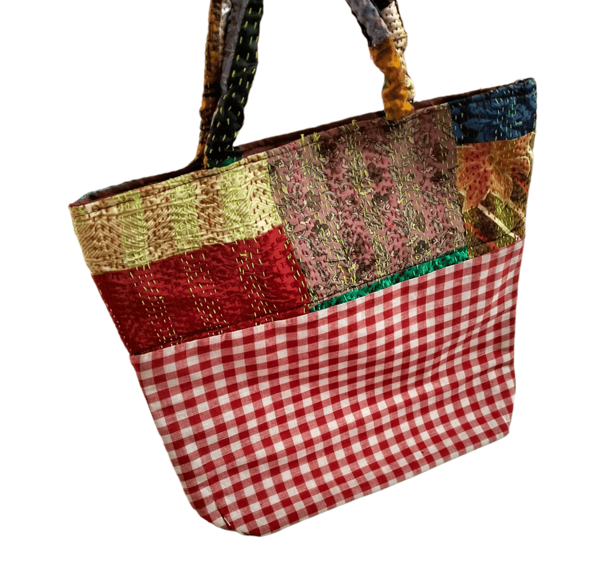 Stylish colorful cotton shantiniketan tote bag for women with zipper - AP BAG BHANDAR