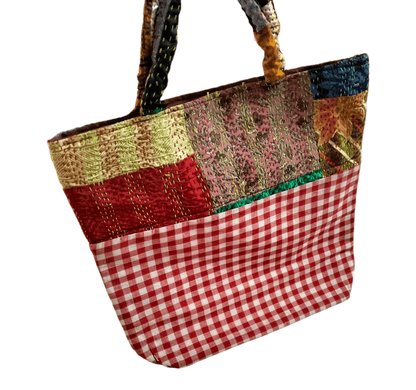 Stylish colorful cotton shantiniketan tote bag for women with zipper - AP BAG BHANDAR