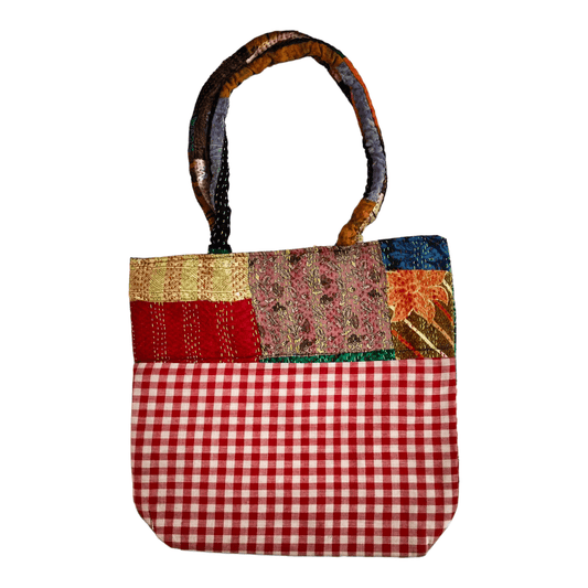 Stylish colorful cotton shantiniketan tote bag for women with zipper - AP BAG BHANDAR
