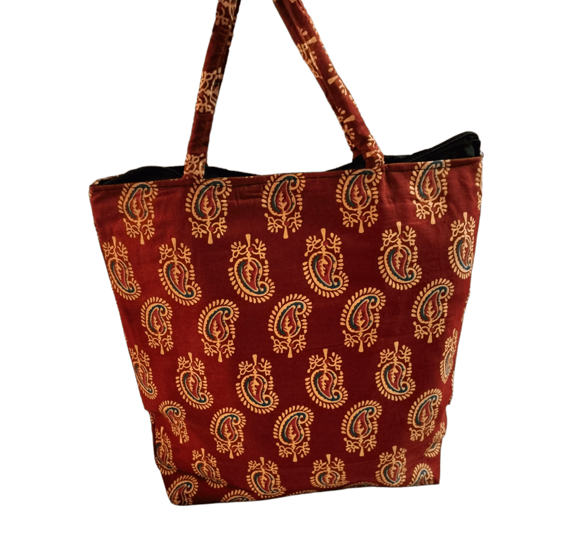 Stylish colorful cotton shantiniketan tote bag for women with zipper - AP BAG BHANDAR