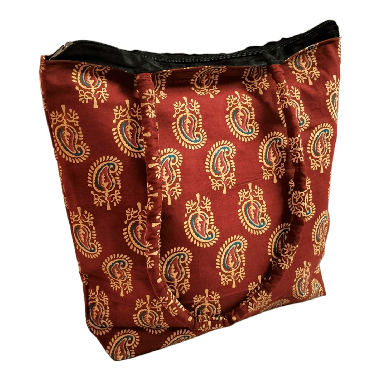 Stylish colorful cotton shantiniketan tote bag for women with zipper - AP BAG BHANDAR