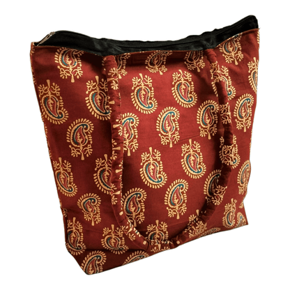 Stylish colorful cotton shantiniketan tote bag for women with zipper - AP BAG BHANDAR