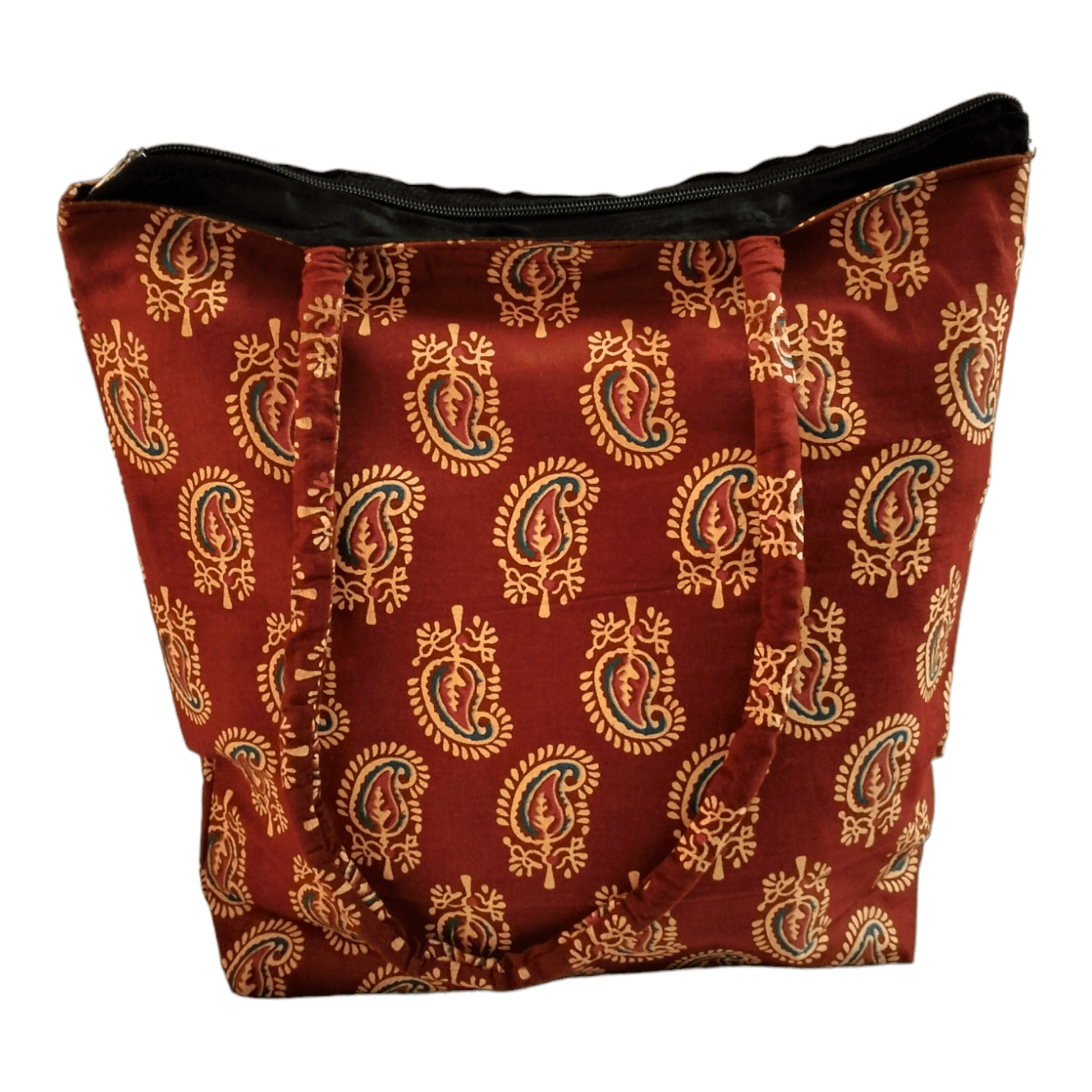 Stylish colorful cotton shantiniketan tote bag for women with zipper - AP BAG BHANDAR