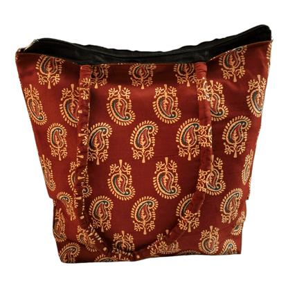 Stylish colorful cotton shantiniketan tote bag for women with zipper - AP BAG BHANDAR