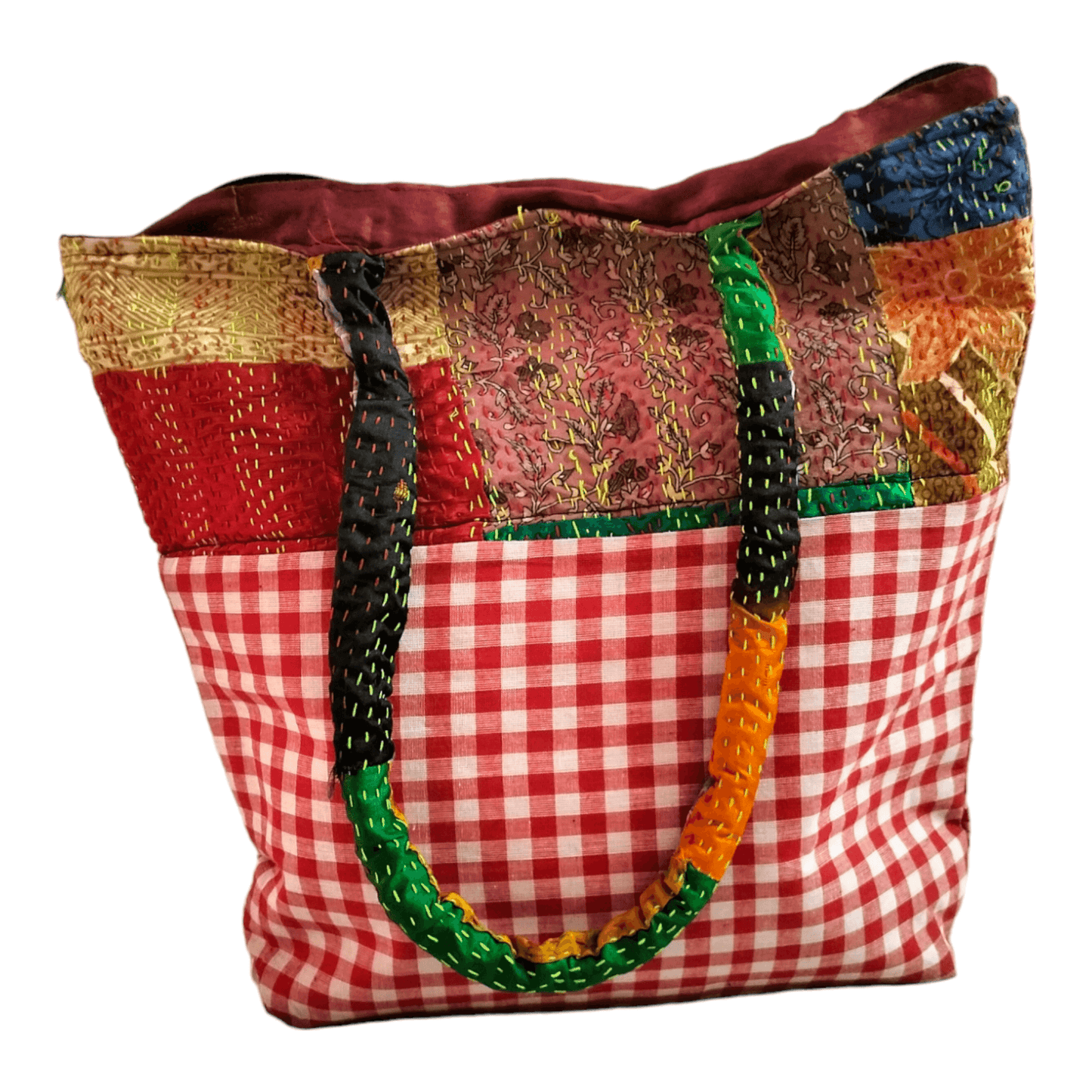 Stylish colorful cotton shantiniketan tote bag for women with zipper - AP BAG BHANDAR