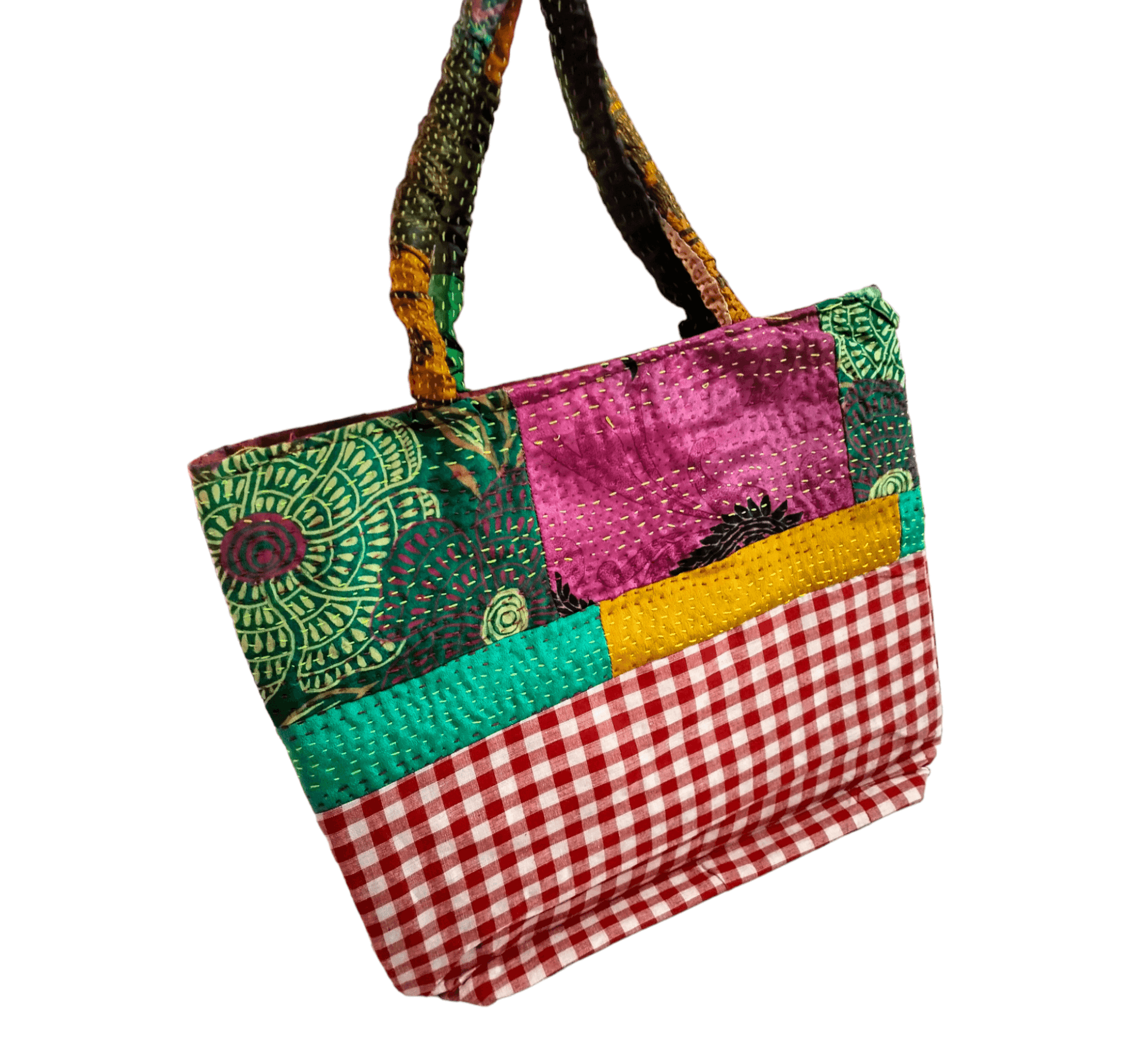 Stylish colorful cotton shantiniketan tote bag for women with zipper - AP BAG BHANDAR