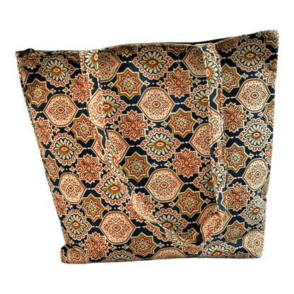 Stylish colorful cotton shantiniketan tote bag for women with zipper - AP BAG BHANDAR