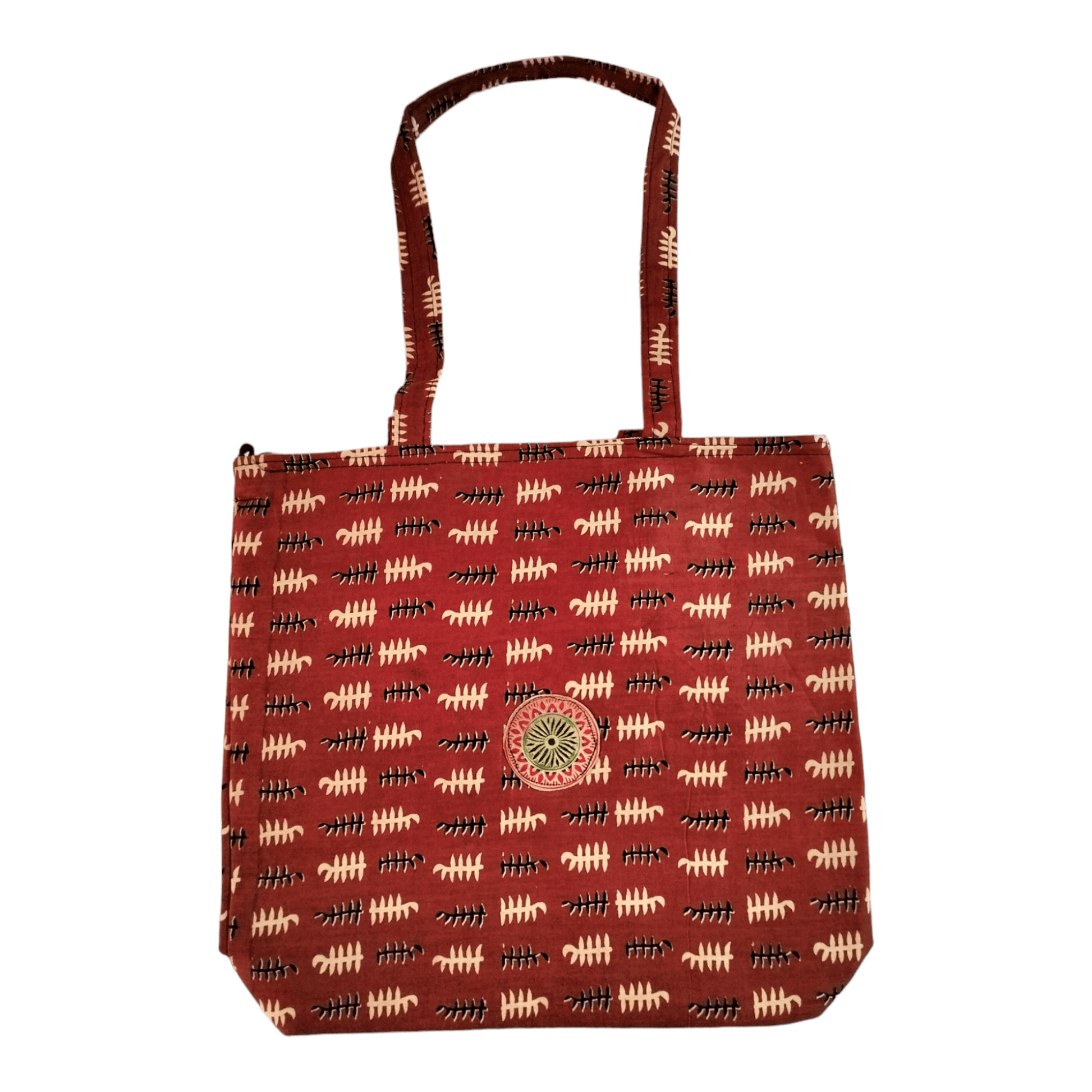 Stylish colorful cotton shantiniketan tote bag for women with zipper - AP BAG BHANDAR