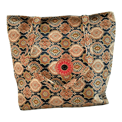 Stylish colorful cotton shantiniketan tote bag for women with zipper - AP BAG BHANDAR