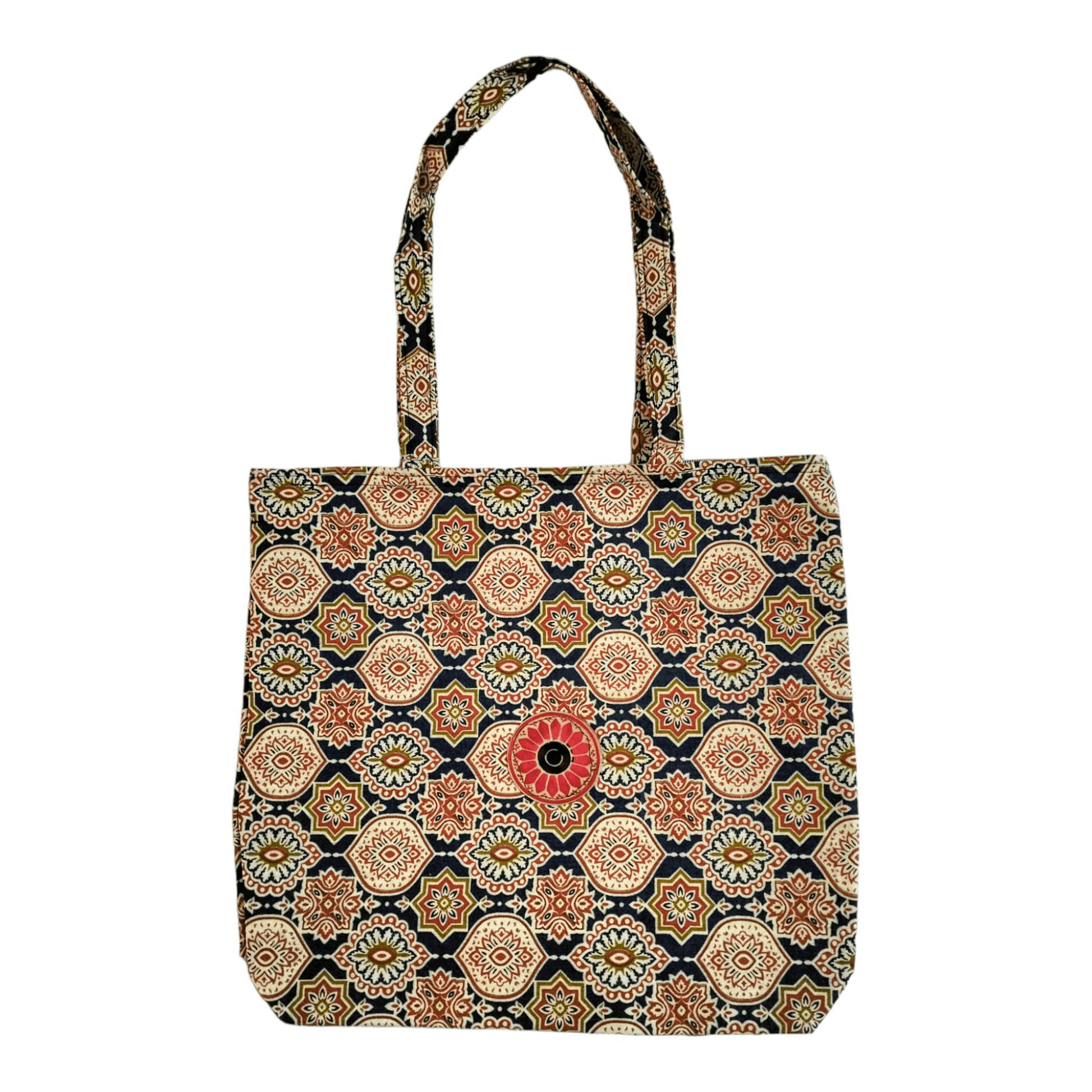 Stylish colorful cotton shantiniketan tote bag for women with zipper - AP BAG BHANDAR
