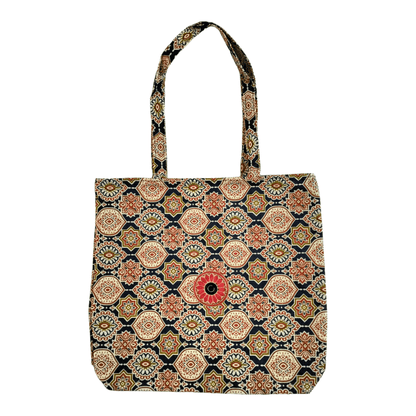 Stylish colorful cotton shantiniketan tote bag for women with zipper - AP BAG BHANDAR