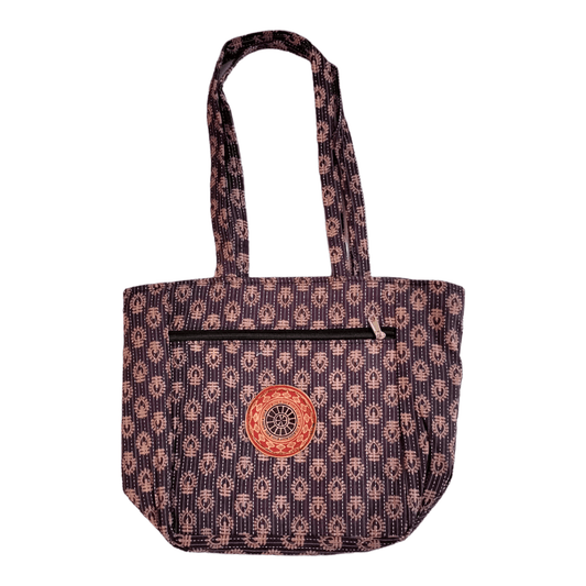 Stylish colorful cotton shantiniketan tote bag for women with zipper - AP BAG BHANDAR