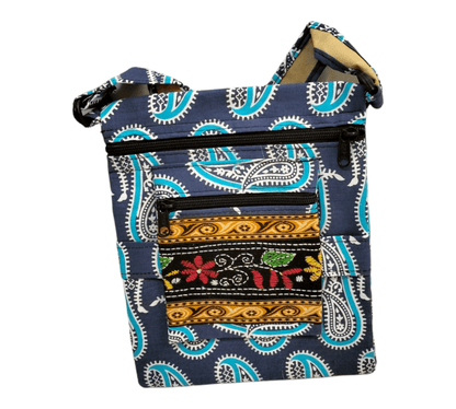 Shantiniketan Cloth Sling Bag - Handcrafted Indian Cloth Sling Bag with Traditional Designs - AP BAG BHANDAR