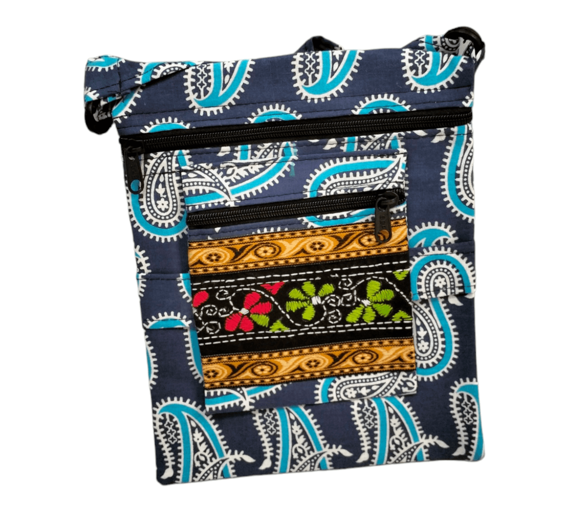 Shantiniketan Cloth Sling Bag - Handcrafted Indian Cloth Sling Bag with Traditional Designs - AP BAG BHANDAR
