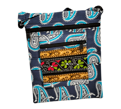 Shantiniketan Cloth Sling Bag - Handcrafted Indian Cloth Sling Bag with Traditional Designs - AP BAG BHANDAR