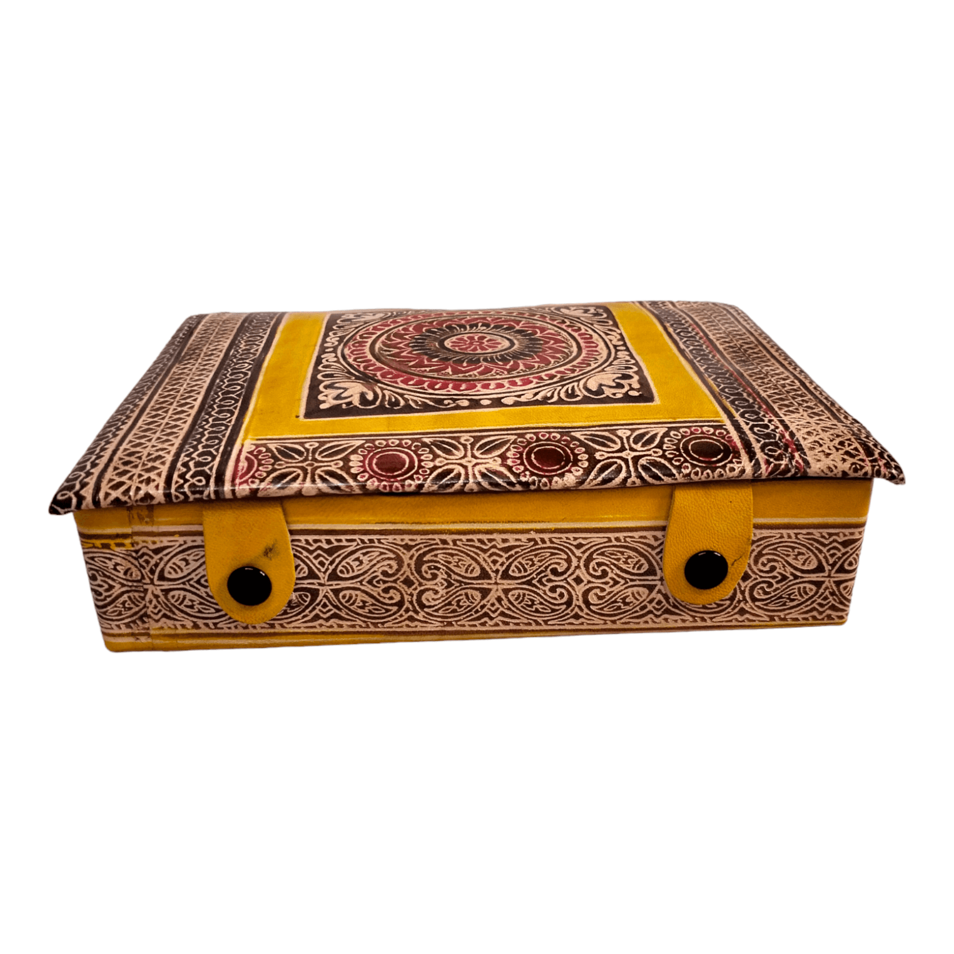 Traditional Shantiniketan Square Jewelry Box for Women - Handcrafted Indian Storage Case with Ethnic Charm - AP BAG BHANDAR