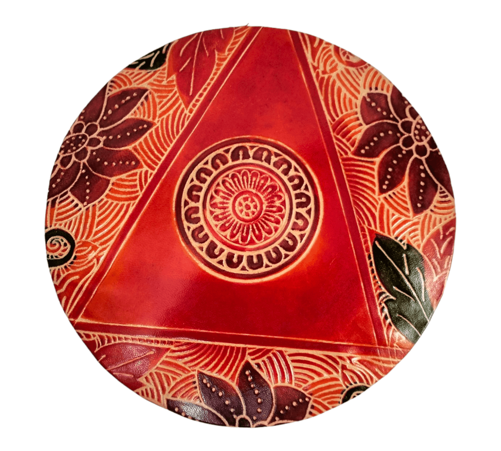 Traditional Shantiniketan Round Jewelry Box for Women - Handcrafted Ethnic Design - AP BAG BHANDAR
