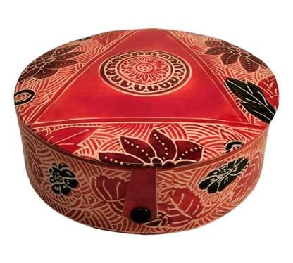 Traditional Shantiniketan Round Jewelry Box for Women - Handcrafted Ethnic Design - AP BAG BHANDAR