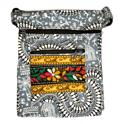 Colorful Shantiniketan Cotton Cloth Sling Bag - Handcrafted Indian Boho Style - AP BAG BHANDAR