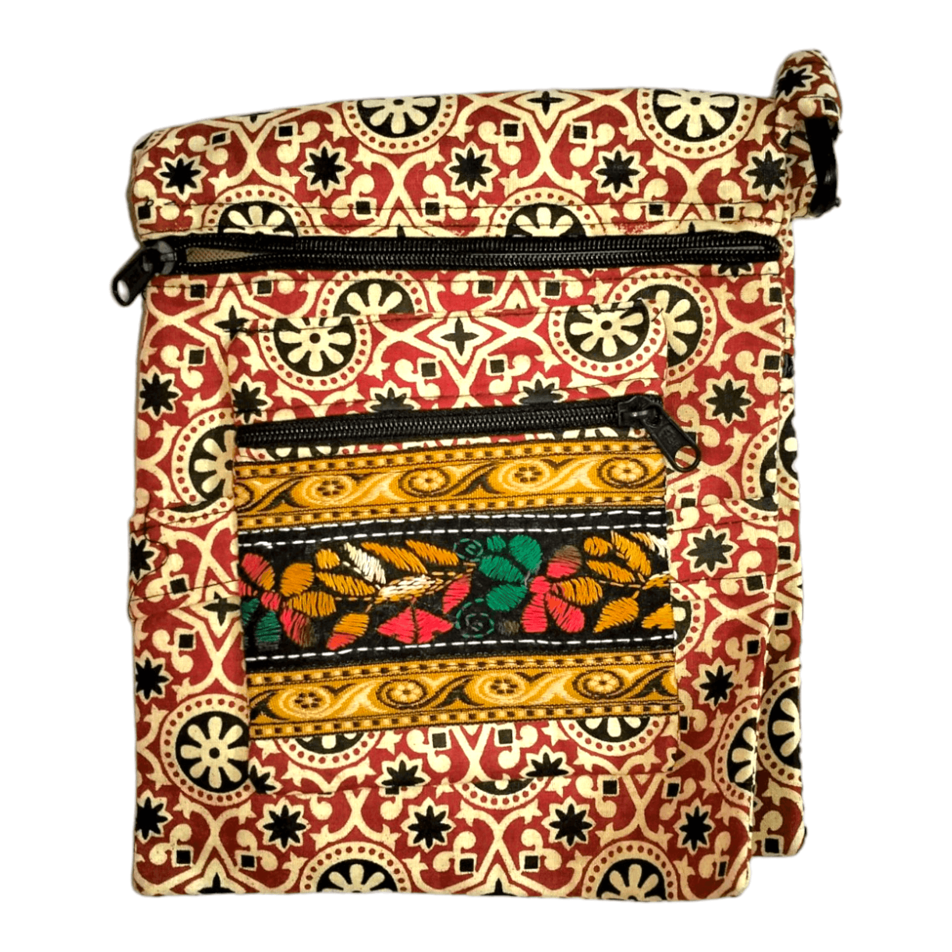 Colorful Shantiniketan Cotton Cloth Sling Bag - Handcrafted Indian Boho Style - AP BAG BHANDAR