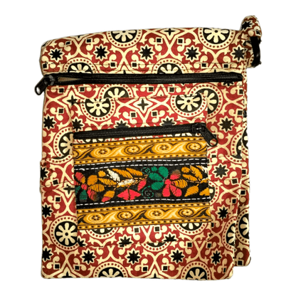 Colorful Shantiniketan Cotton Cloth Sling Bag - Handcrafted Indian Boho Style - AP BAG BHANDAR