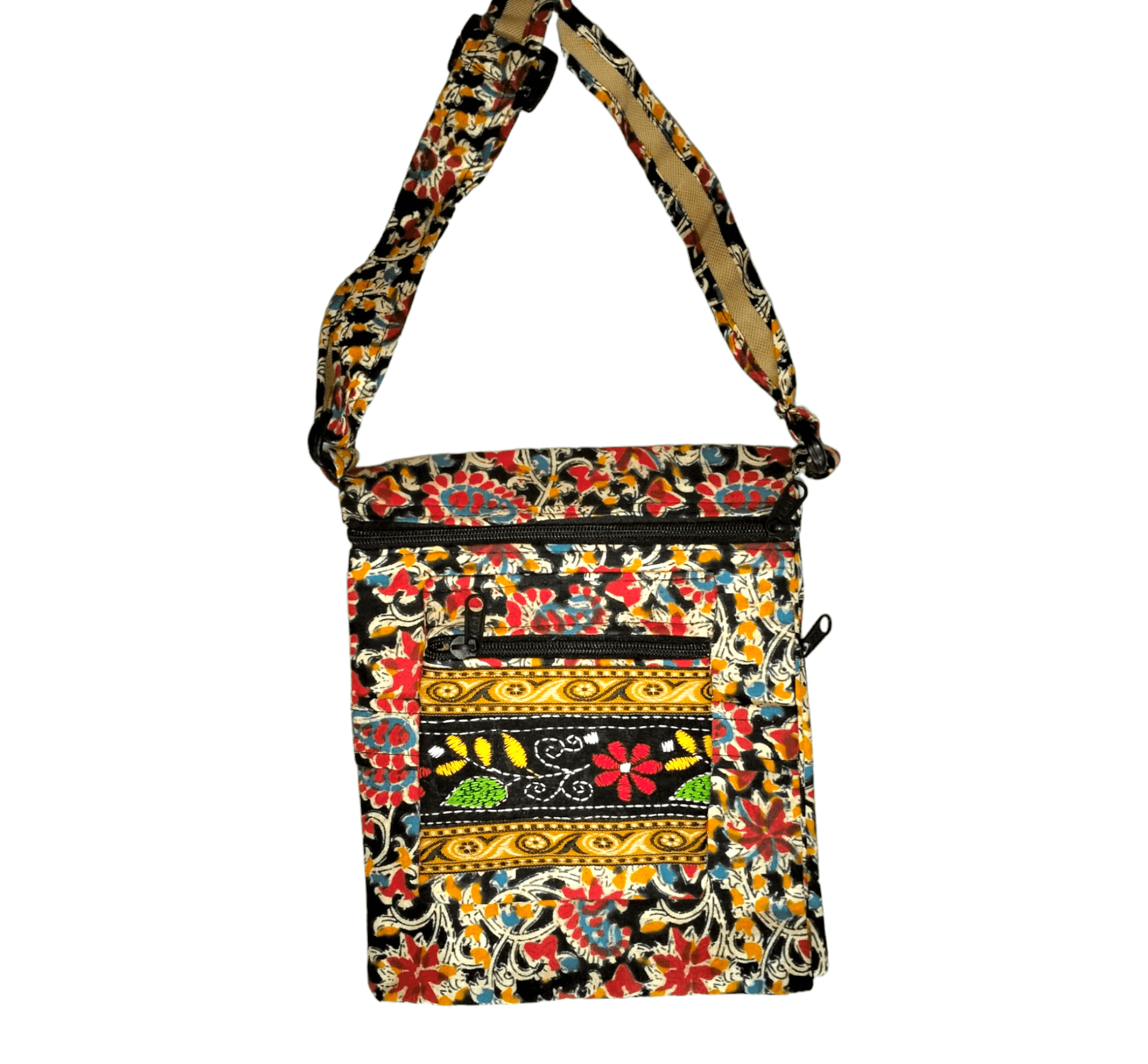 Colorful Shantiniketan Cotton Cloth Sling Bag - Handcrafted Indian Boho Style - AP BAG BHANDAR