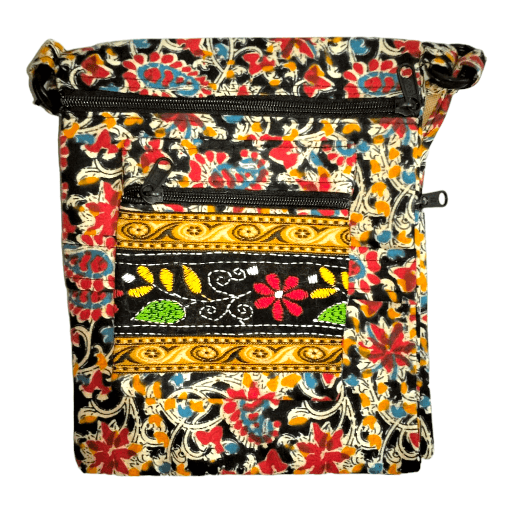 Colorful Shantiniketan Cotton Cloth Sling Bag - Handcrafted Indian Boho Style - AP BAG BHANDAR