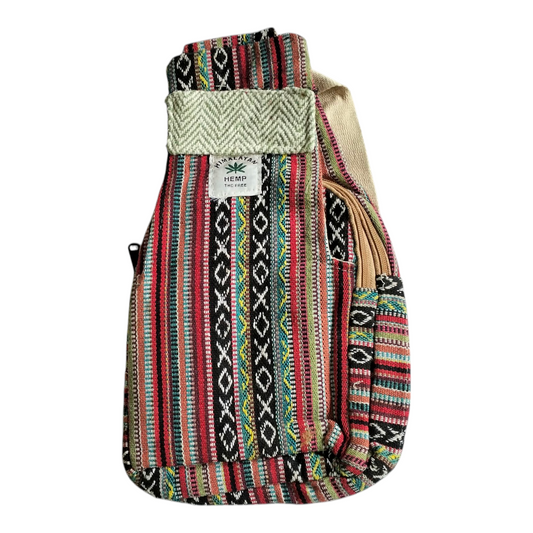 Handmade Shantiniketan Cotton Mini Crossbody Bag – Vintage Indian Sling & Himalayan Hemp Fusion for Women