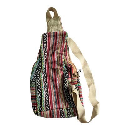Handmade Shantiniketan Cotton Mini Crossbody Bag – Vintage Indian Sling & Himalayan Hemp Fusion for Women