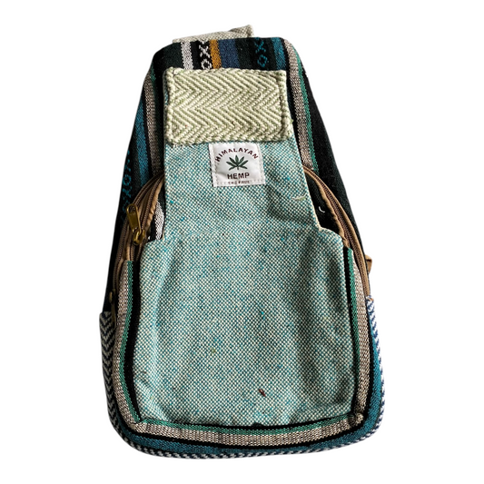 Handmade Shantiniketan Cotton Mini Crossbody Bag – Vintage Indian Sling & Himalayan Hemp Fusion for Women