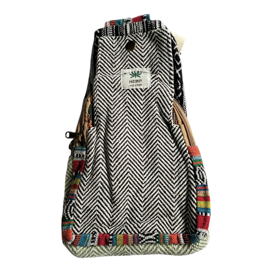 Handmade Shantiniketan Cotton Mini Crossbody Bag – Vintage Indian Sling & Himalayan Hemp Fusion for Women