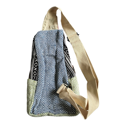 Handmade Shantiniketan Cotton Mini Crossbody Bag – Vintage Indian Sling & Himalayan Hemp Fusion for Women
