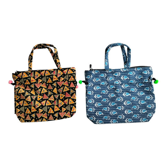 Shantiniketan Cotton Mini Handbag - Traditional Indian Handcrafted Bag for Women Pack of 2